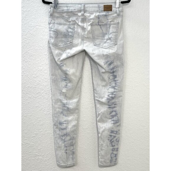 AMERICAN EAGLE Womens SIZE 4 Light Wash Pinstripe Stretch Denim JEGGINGS Jeans - Picture 2 of 5